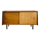 Small vintage row with sliding doors, metal legs Circa 50's