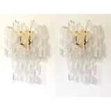Une paire d’appliques murales contemporaines en verre de murano transparentes « ricci »
