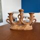 Vintage brown ceramic rustic style candlestick - vintage candle holder