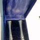 Pair of silver metal candle holders