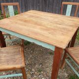 Table and chairs art deco wood and pastel