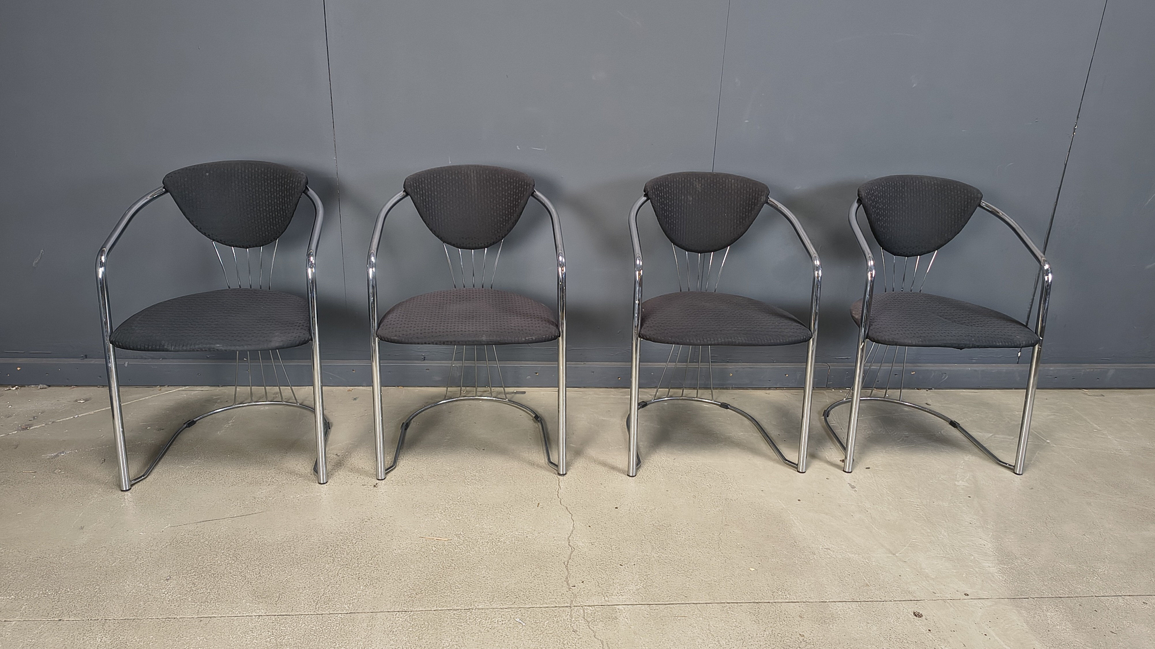 Vintage chrome dining chairs by Effezeta, 1970s - set of 4