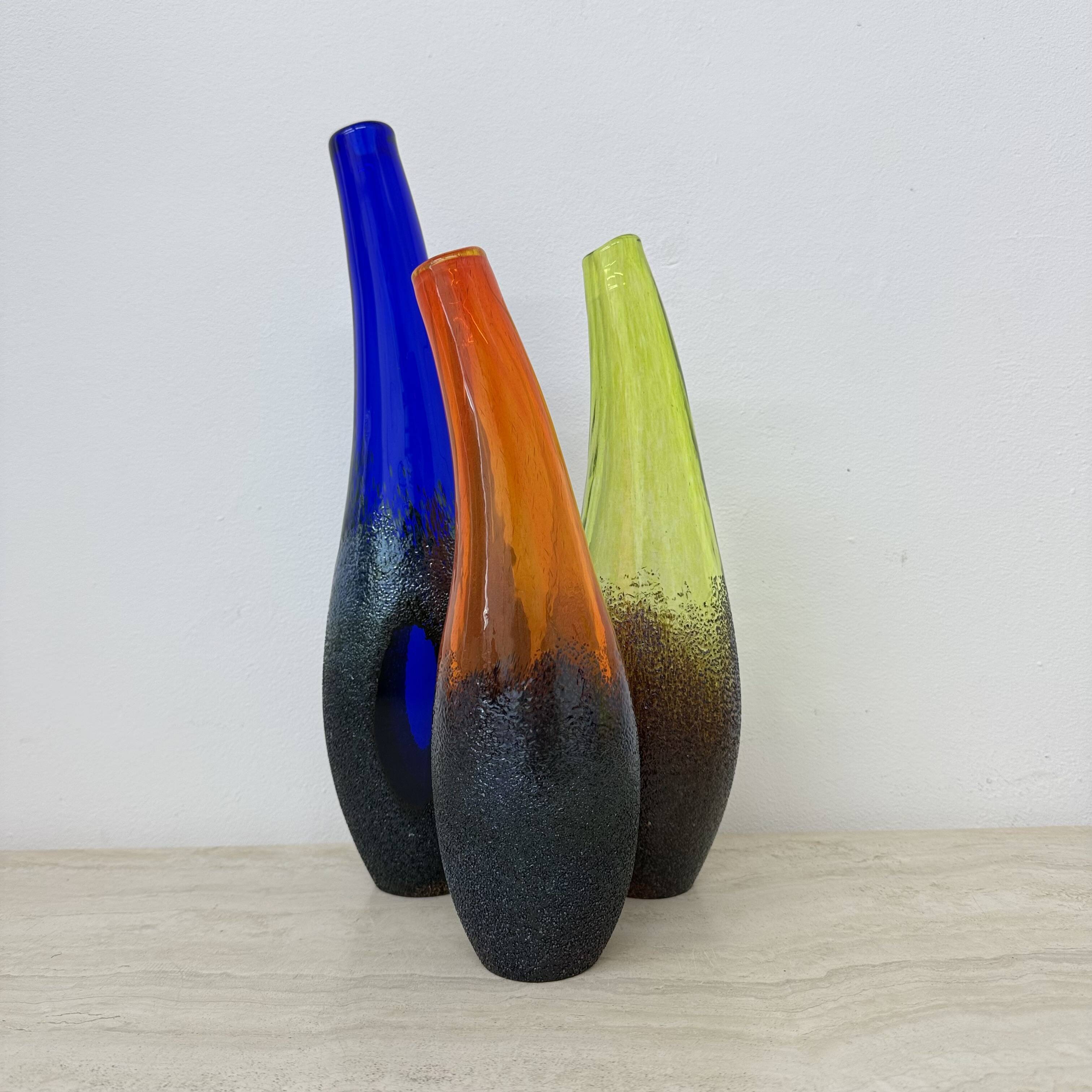 Set of 3 Monica Backstrom for Kosta boda Sweden Moonlanding vases