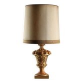 Eclectic antique table lamp in carved and gilded wood, 19th century.