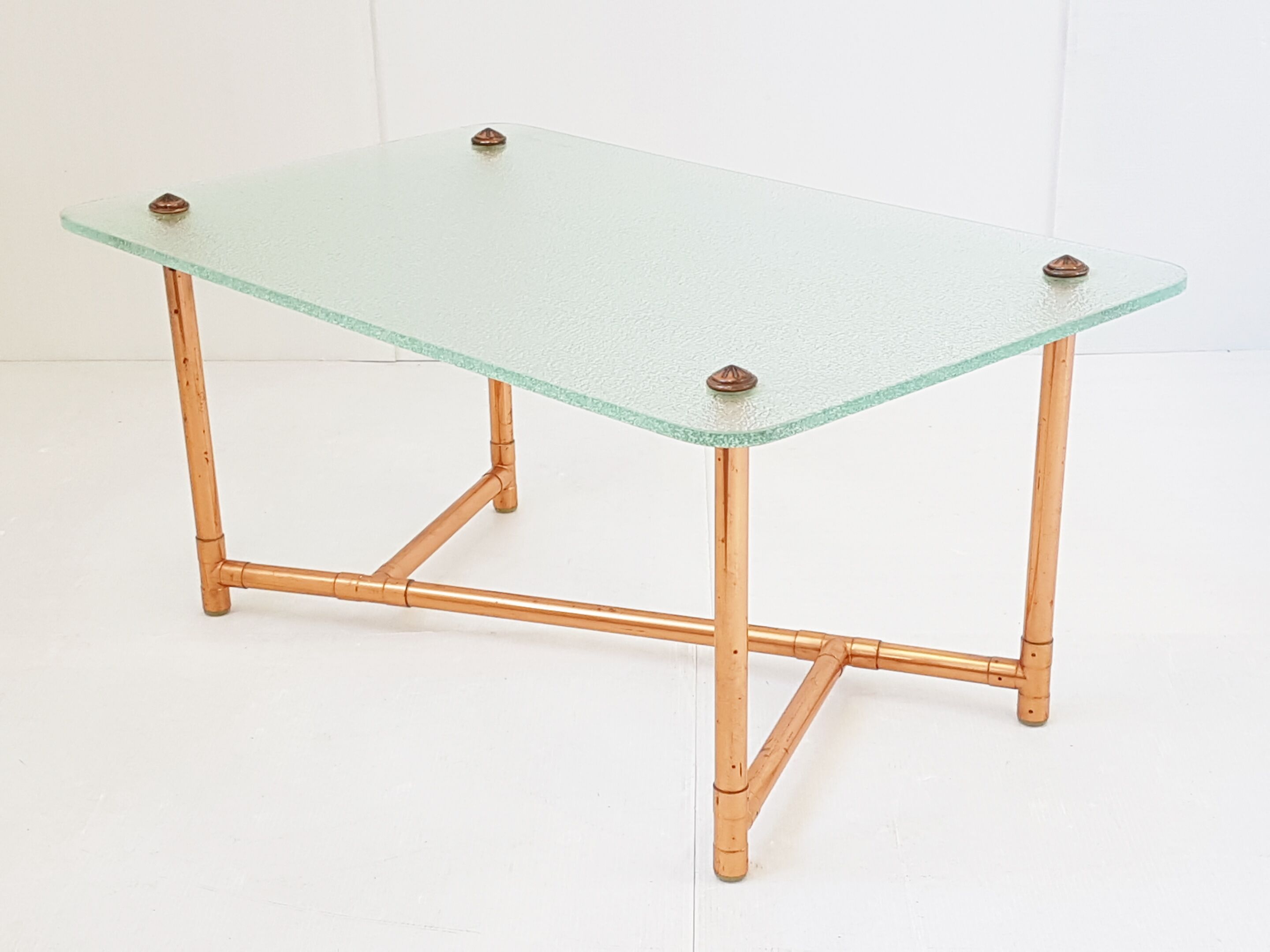 Coffee table brass & glass 1950
