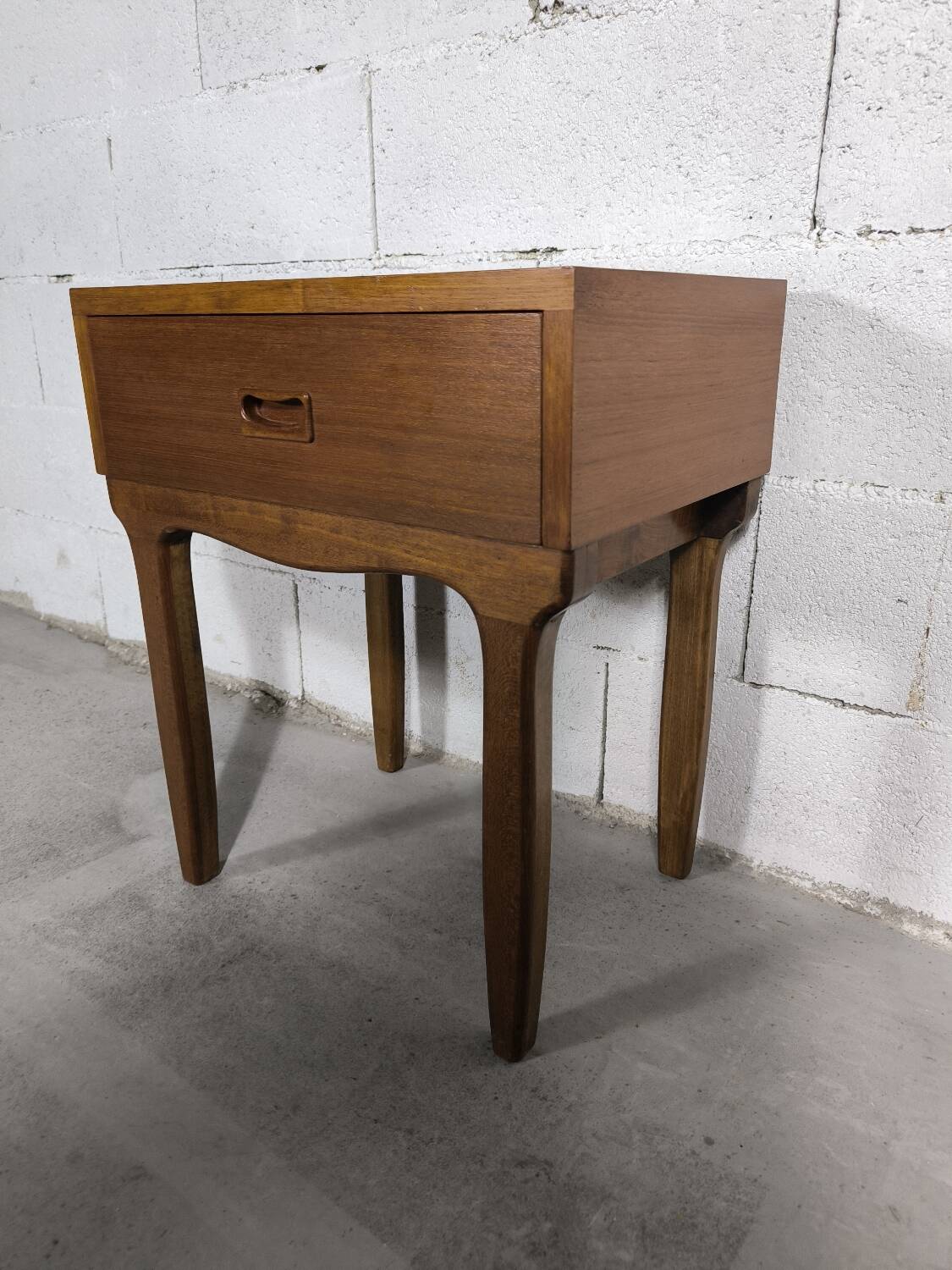Scandinavian bedside table in vintage teak
