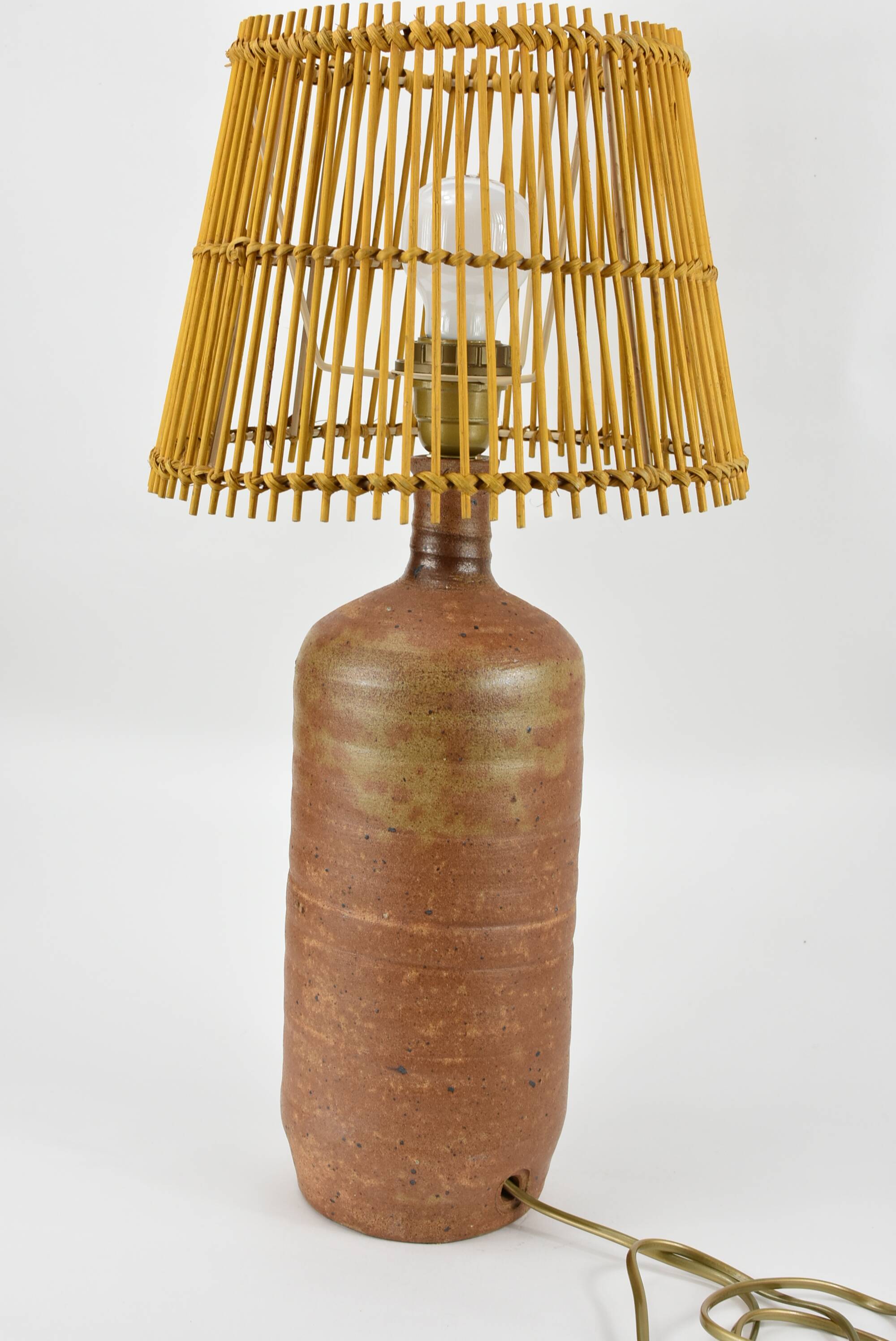 Brown stoneware lamp