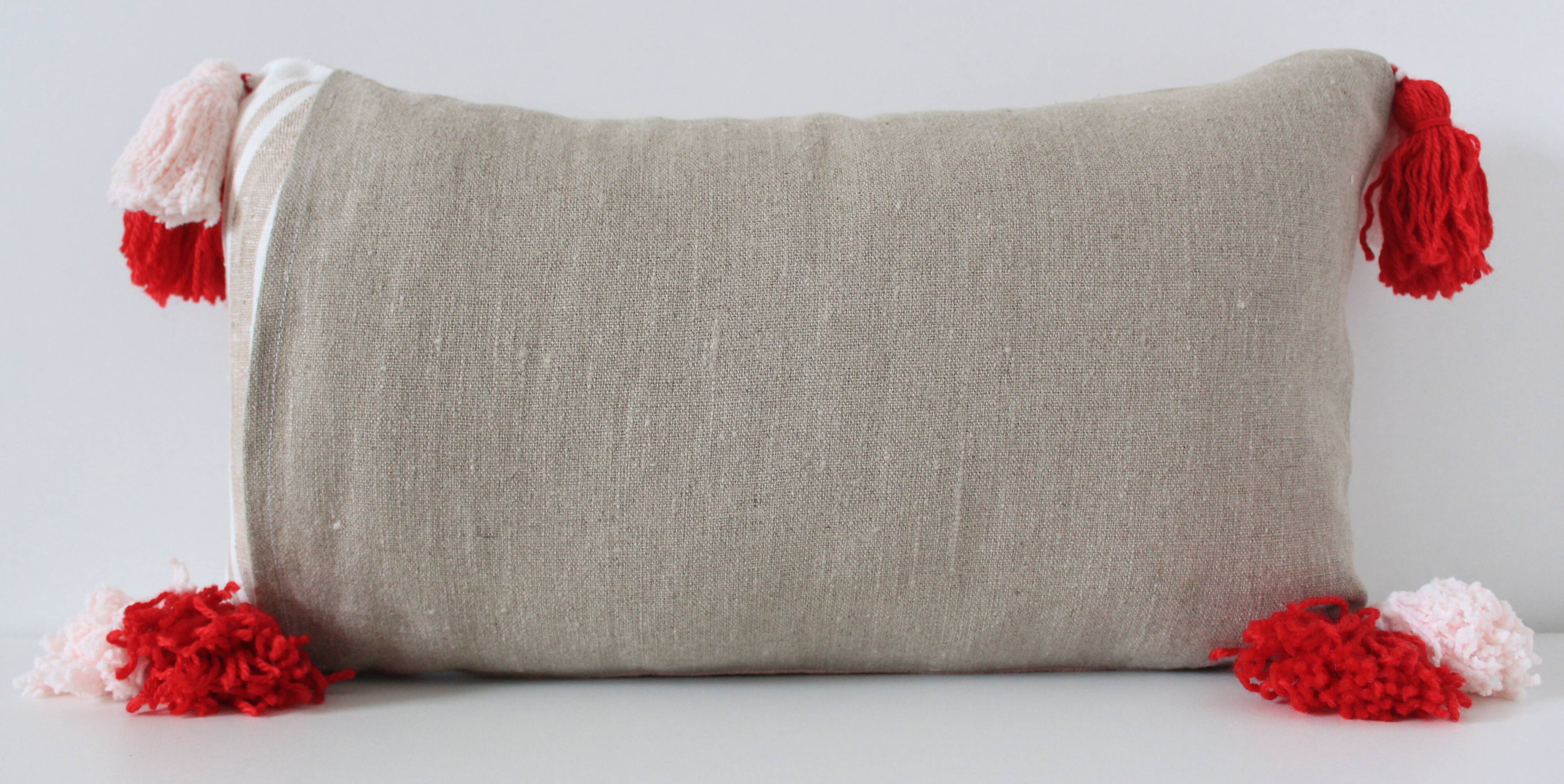 Coussin rectangulaire 100% Laine & Lin Rose