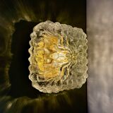 Vintage globe wall or ceiling light in transparent molded glass