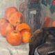 Painting still life orange duck bouquet oil on canvas signed