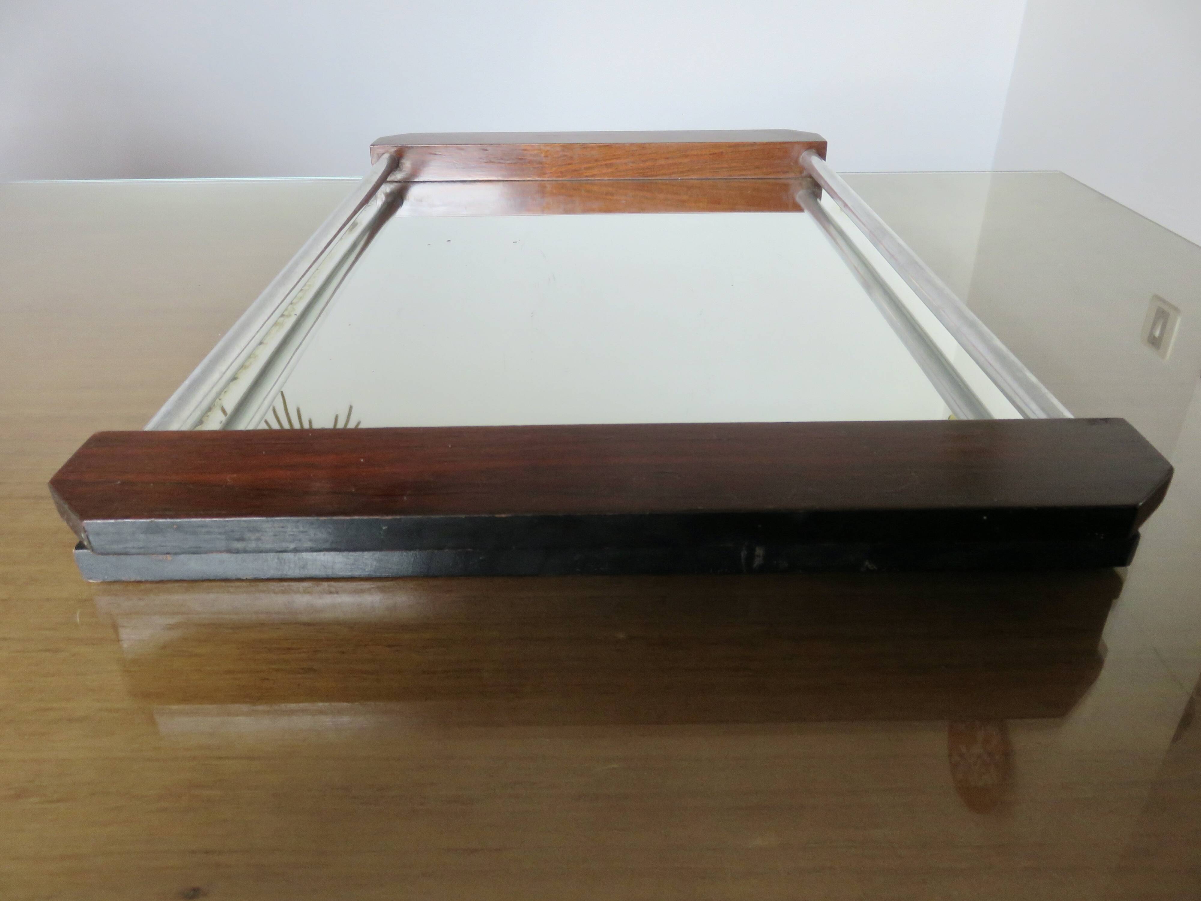 Plateau signé Louis Prodhon, art déco, vers 1930, France, palissandre