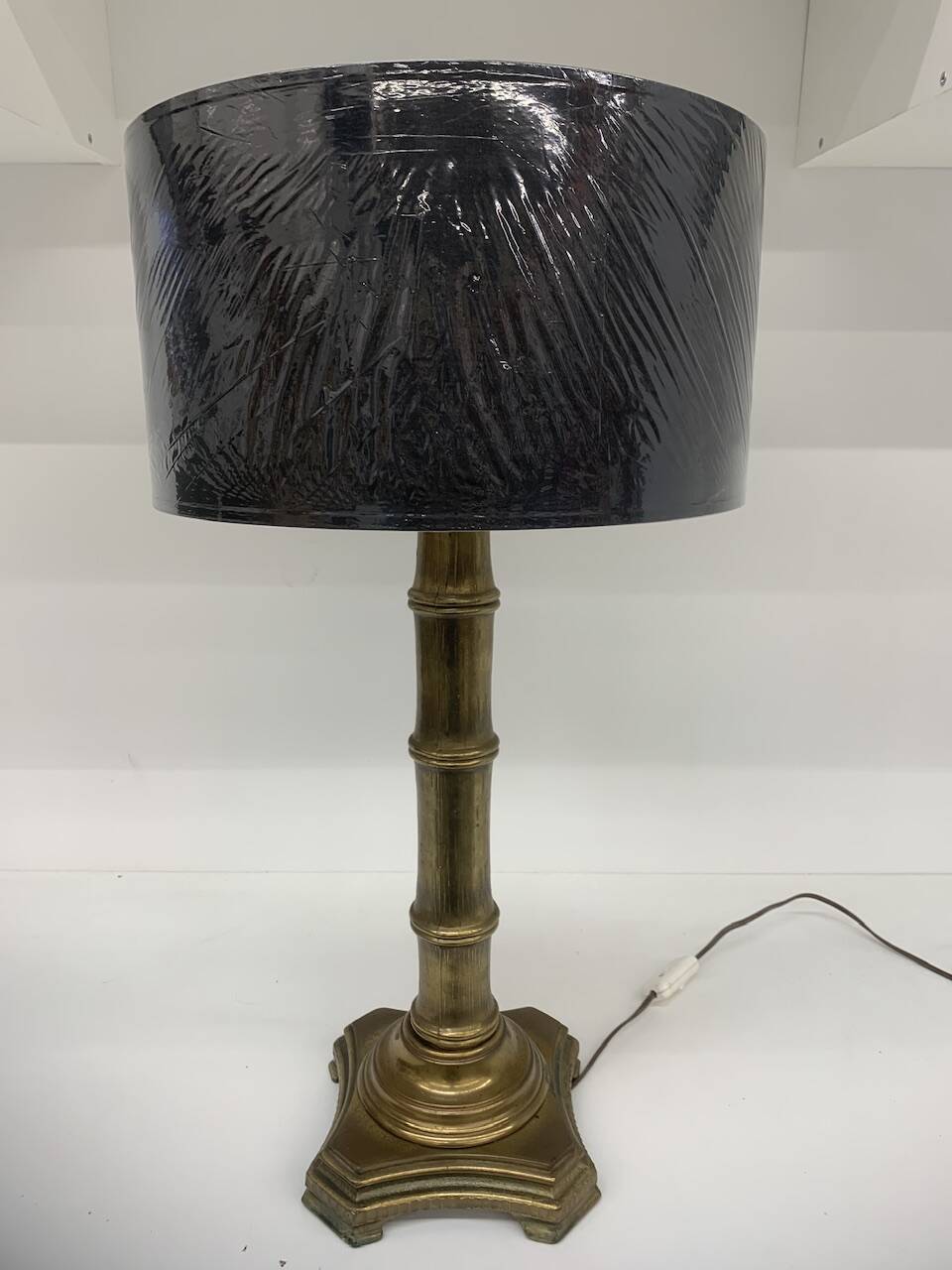 Vintage brass table lamp base in faux bamboo, 1970's