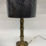 Vintage brass table lamp base in faux bamboo, 1970's