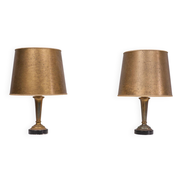 Lampes de table classiques couleur or antique. années 1960 — Beyit