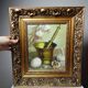 Still life with garlic, egg, and mortar signed Sarpe, 1979, oil on canvas.