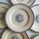 KG Lunéville - 6 flat plates made of ironstone monogrammed "C"