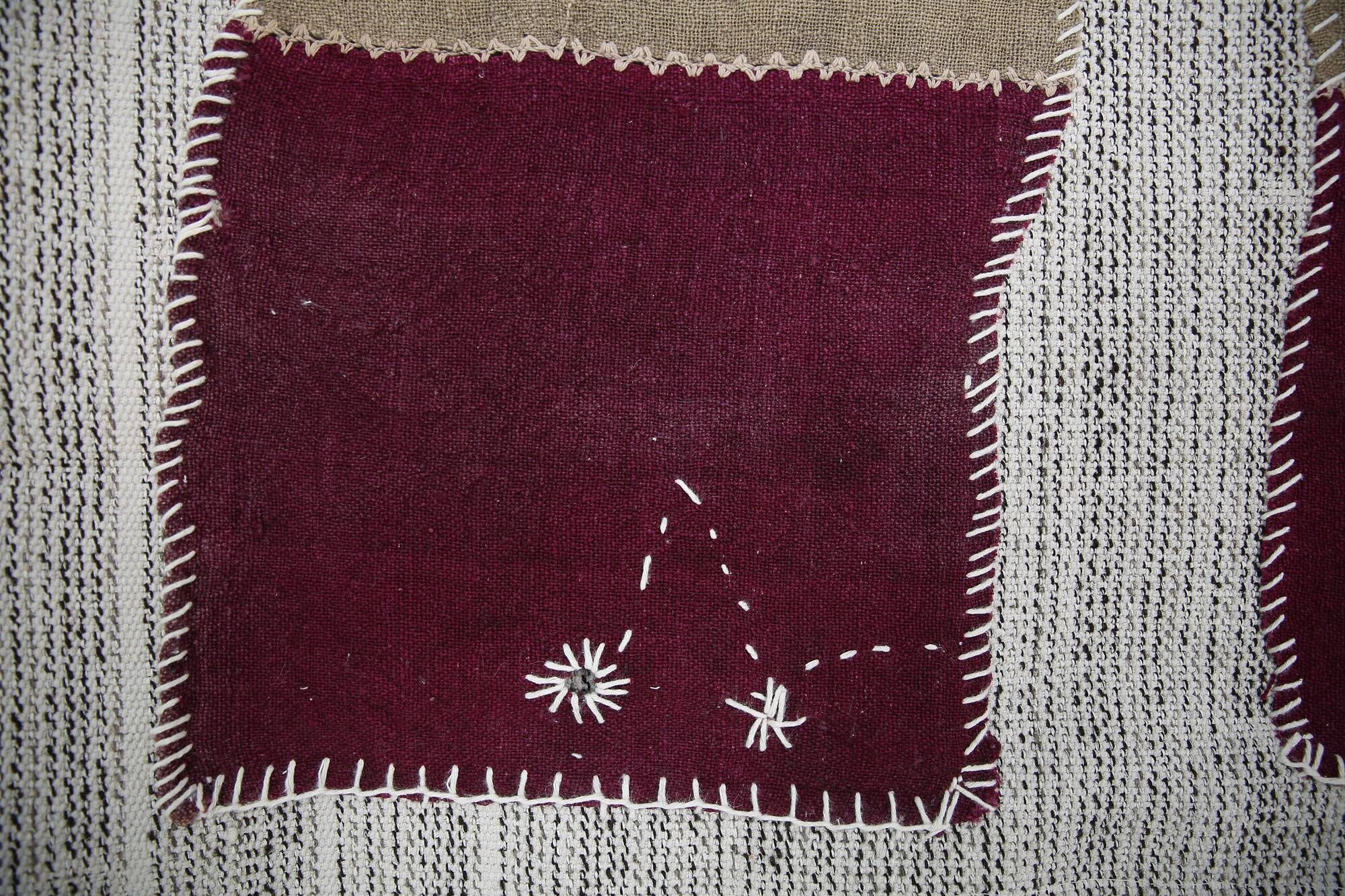 Wine Color Vintage Textile Wall Hanging, Handwoven Tapestry, 106x116 Cm