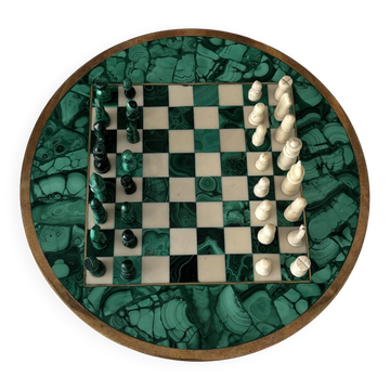 Malachite and ebony chess set