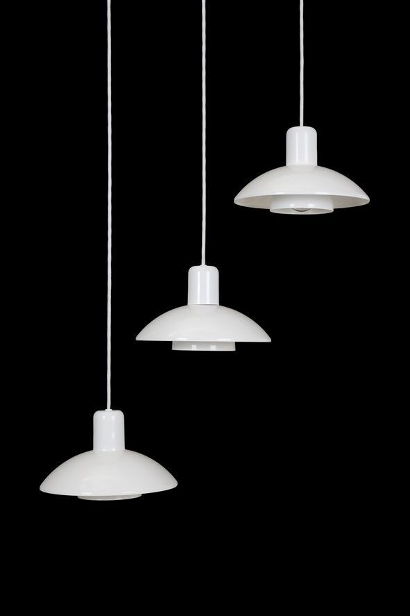 Set of 3 "Type 728" pendant lamps by E.S. Horn (Aalestrup) / 1980s / Danish modern design