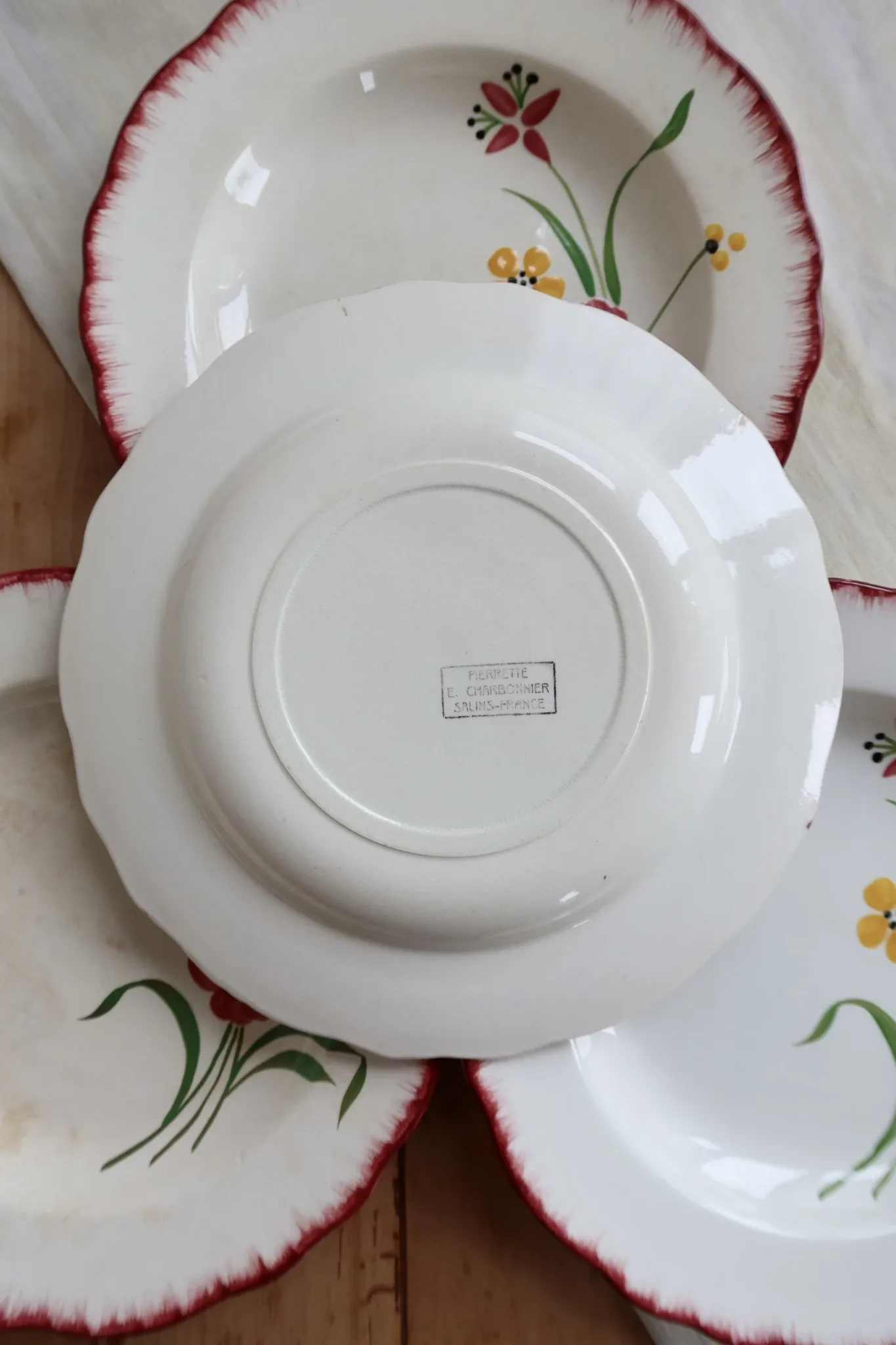 4 vintage deep plates, ironstone Salins model Pierrette