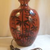 Ochre ceramic lamp base with bamboo decoration