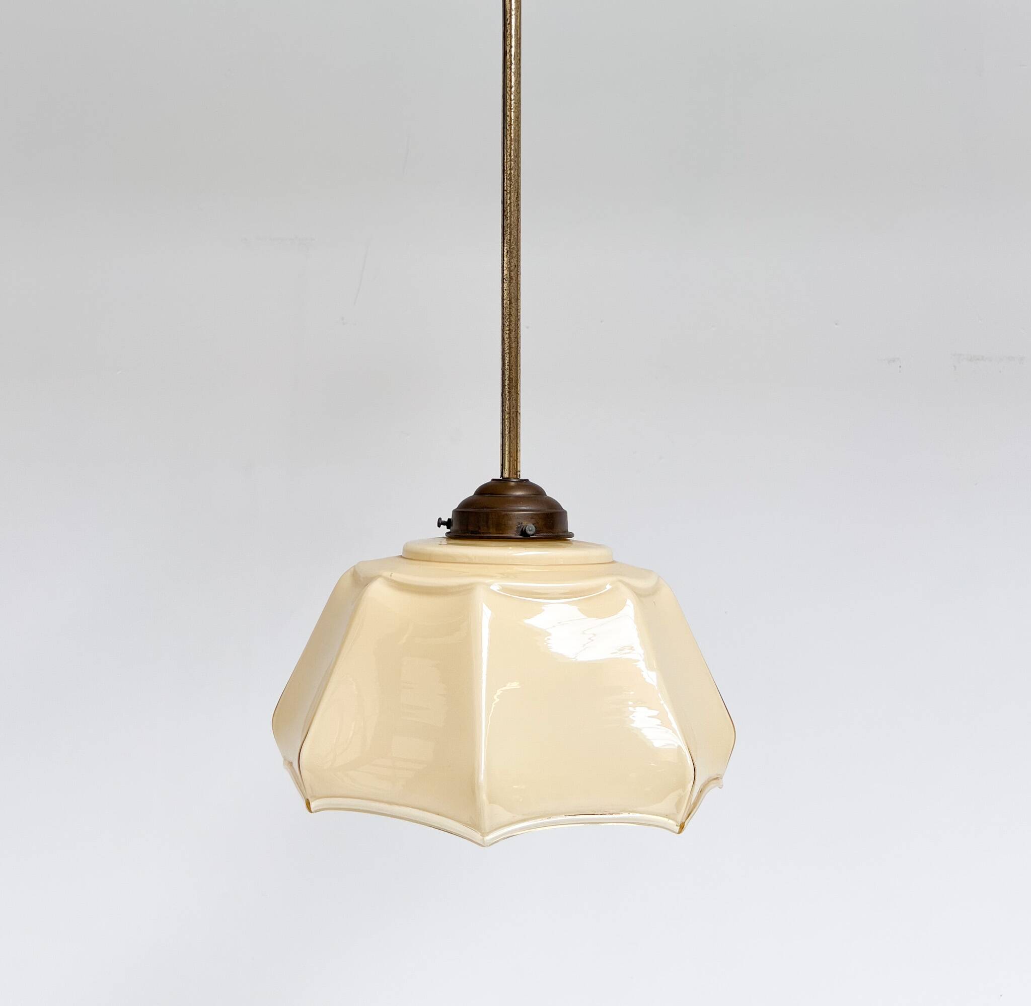 Curved glass Art Deco ceiling lamp, 1930s