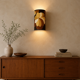 Vintage 70s printed flower wall lamp - Mid Century fabric