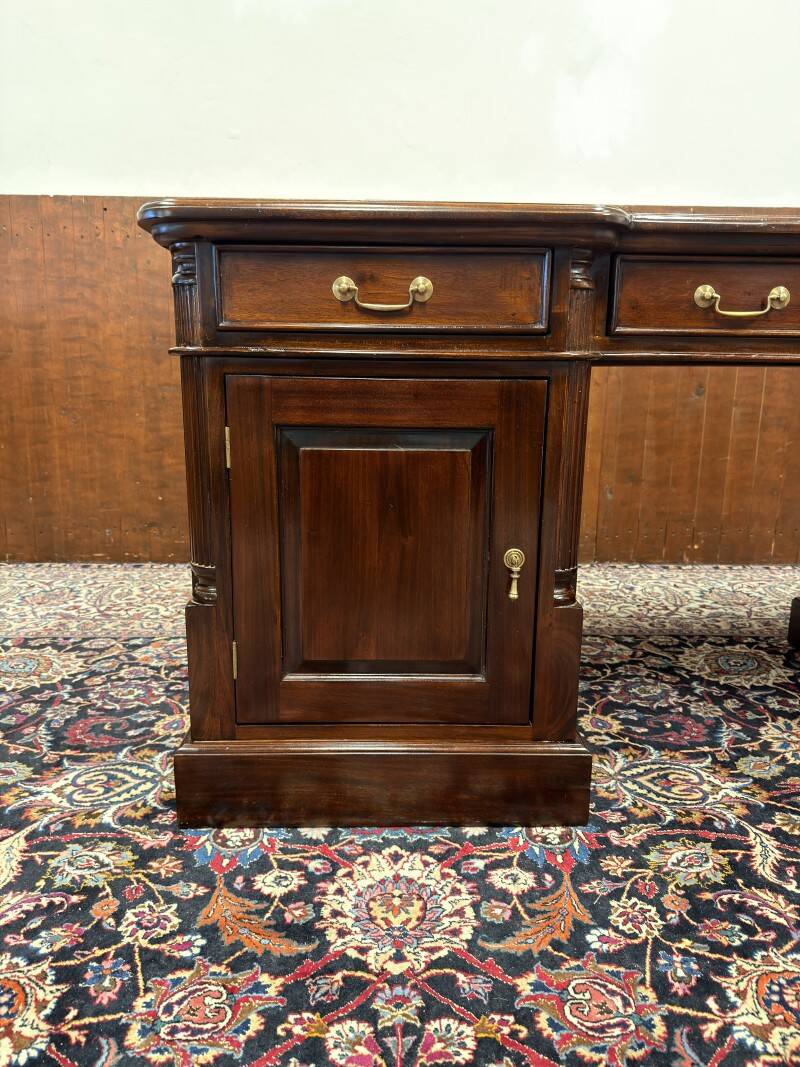 Classic English Desk with Green Inlay