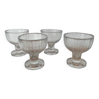4 ice cream bowls, fruit, in crystal, 1930