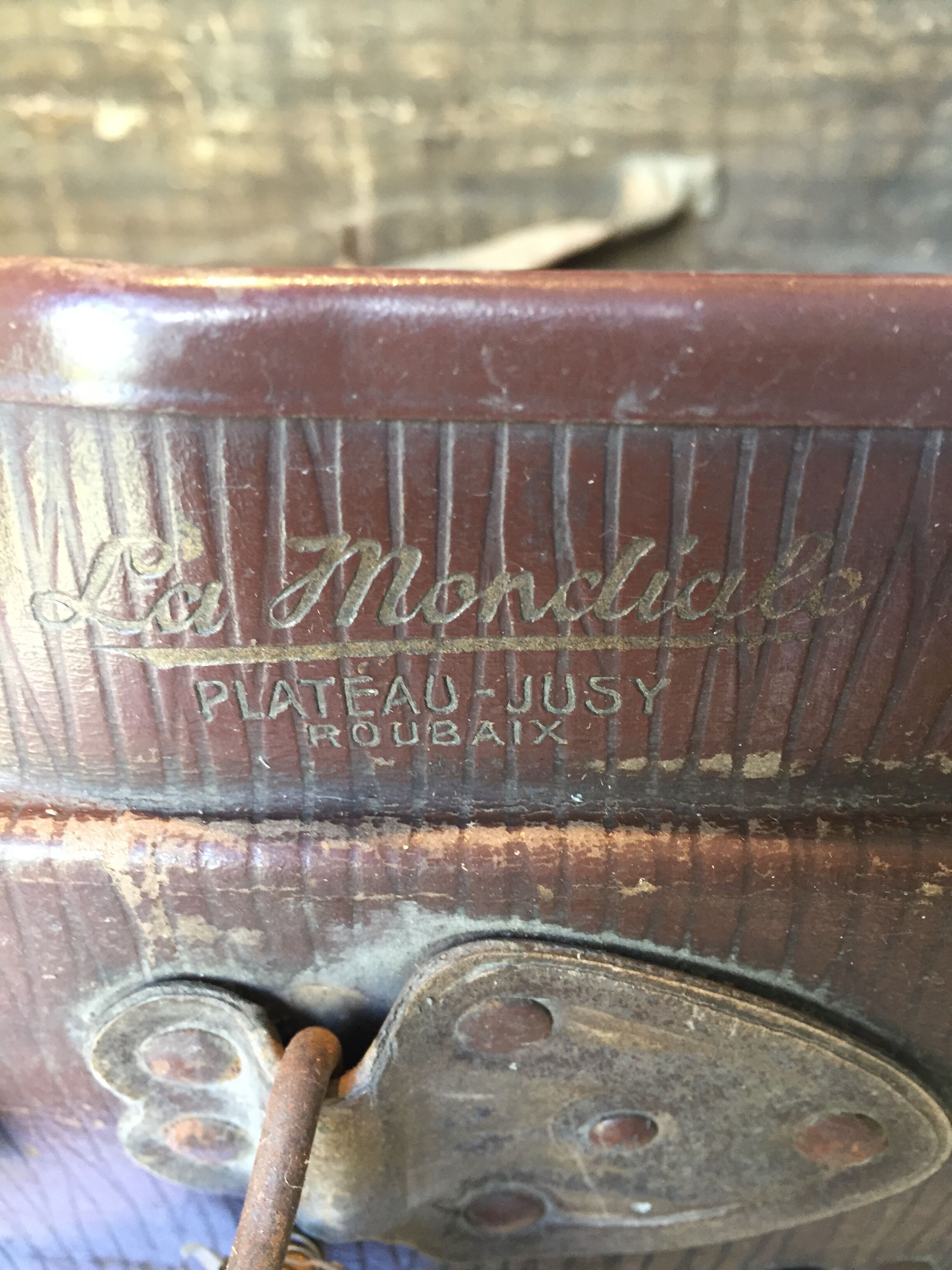 Suitcase box vintage with labels