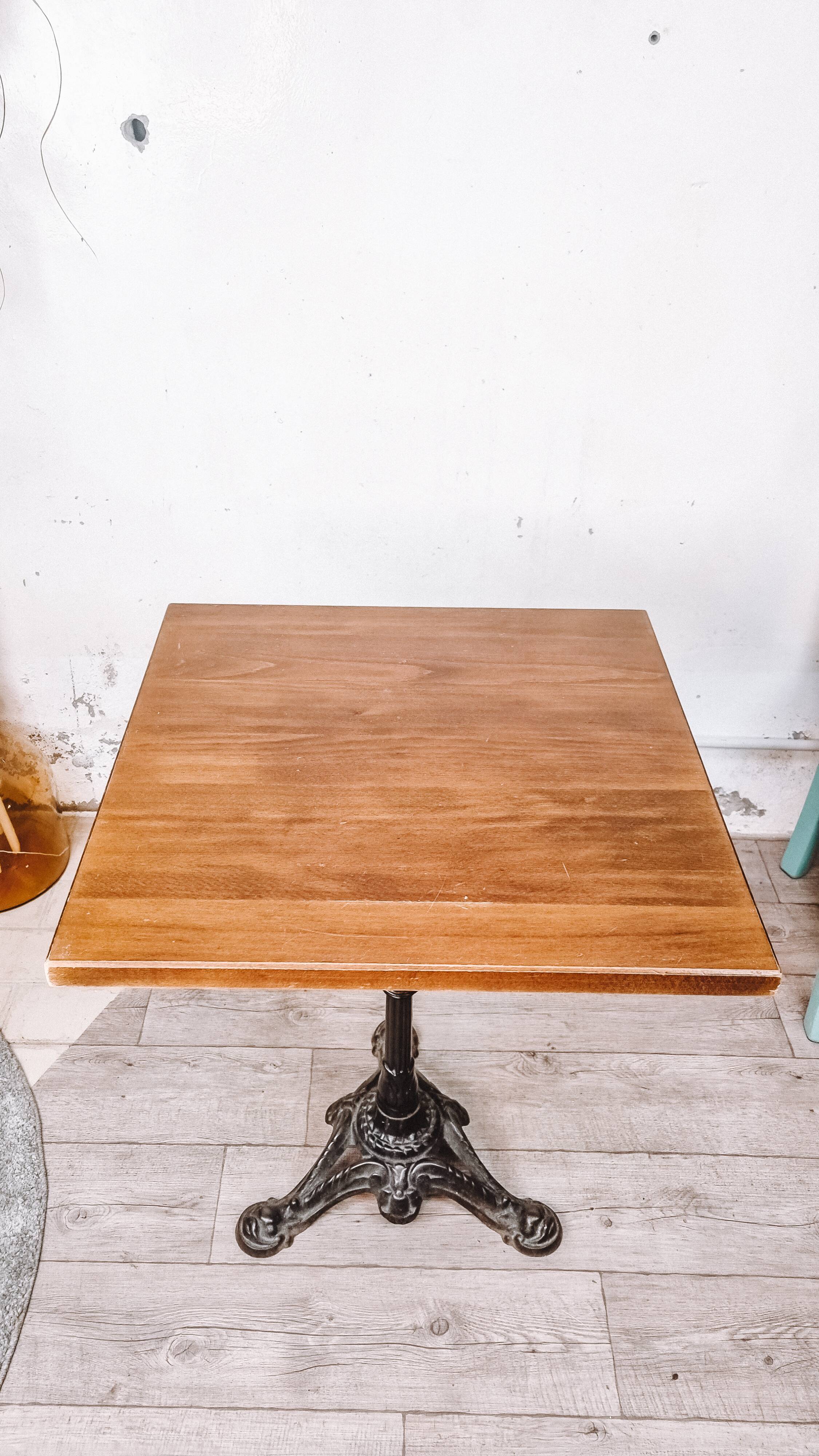 Bistro table square foot in black cast iron
