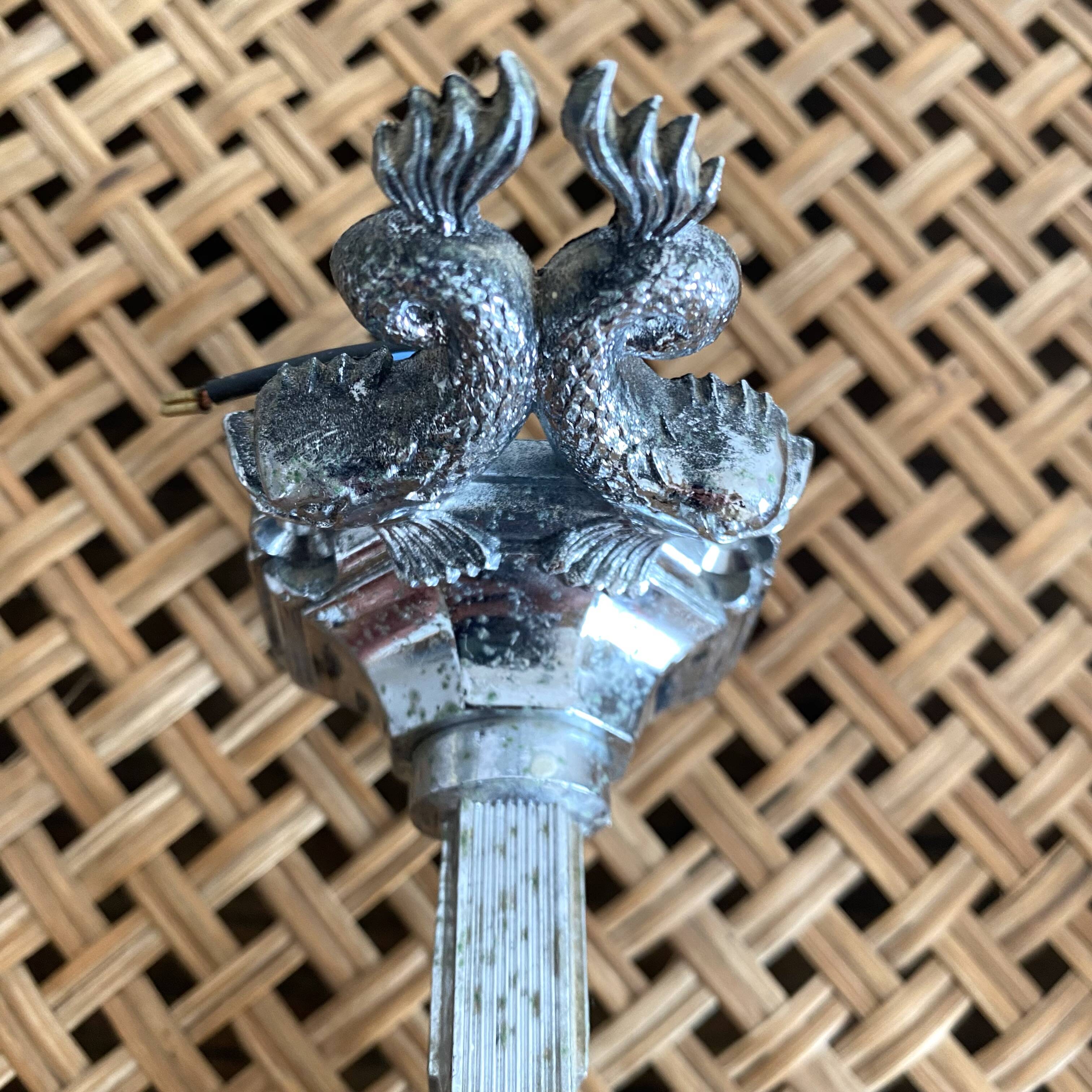 Pair of vintage silver fish wall lights