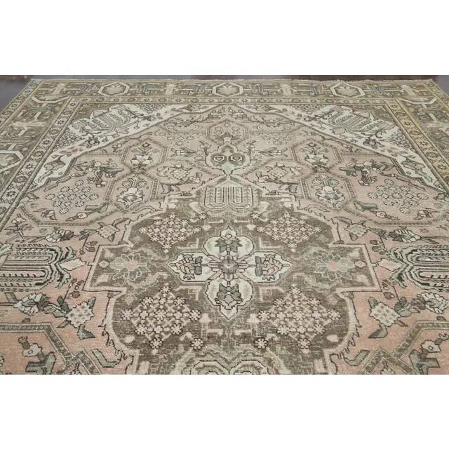 1970s Vintage Persian Handmade Wool Orange Area Rug 298x370