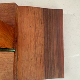 Vintage psyche art-deco mirror, oak and brass, France 1930