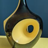 Yellow and black ceramic lamp base, vintage, 60s, freeform