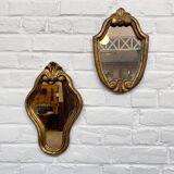 Paire de miroirs en bois doré 1950