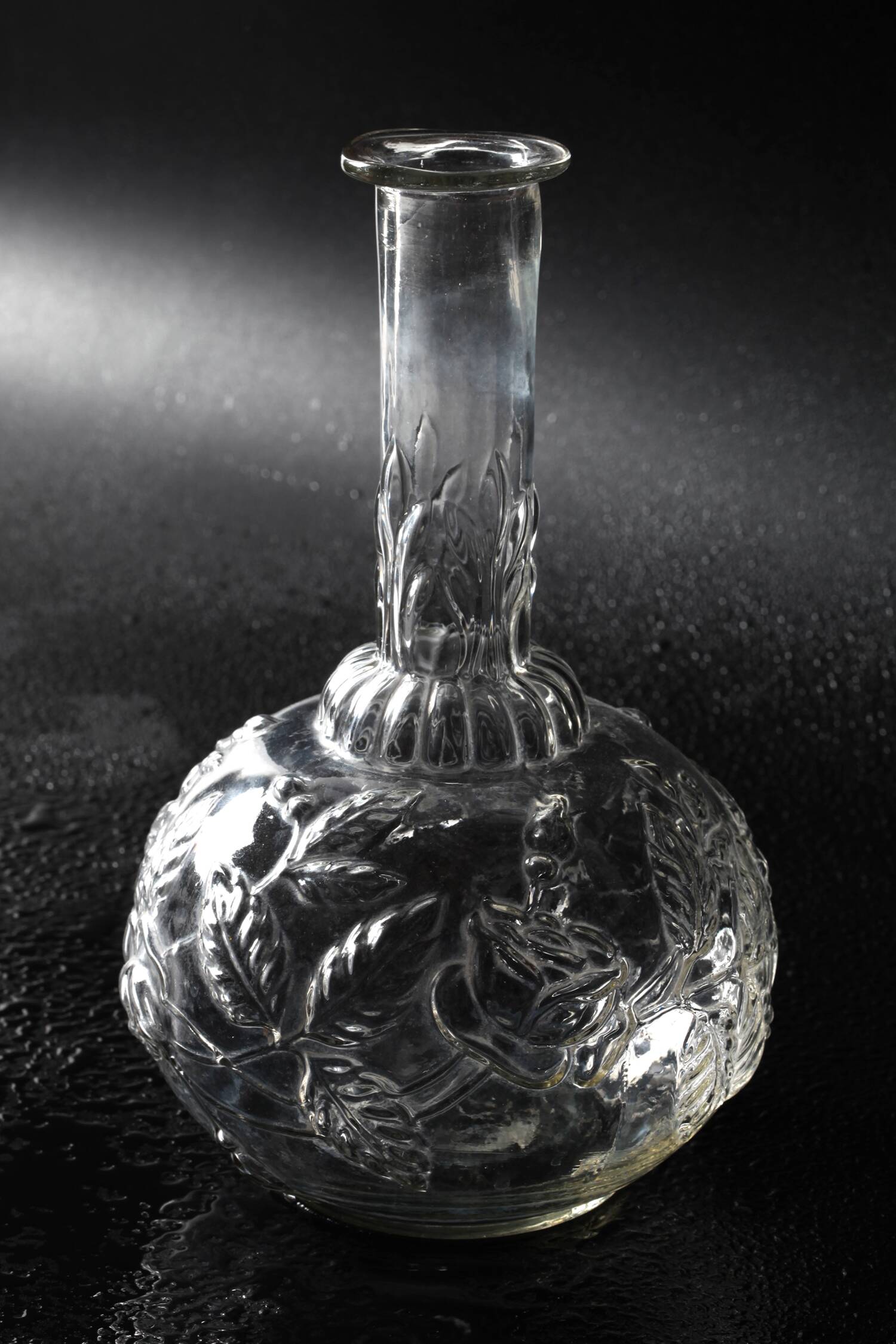 Carafe à vin en verre à motifs de roses, Empoli, Italie, années 1950