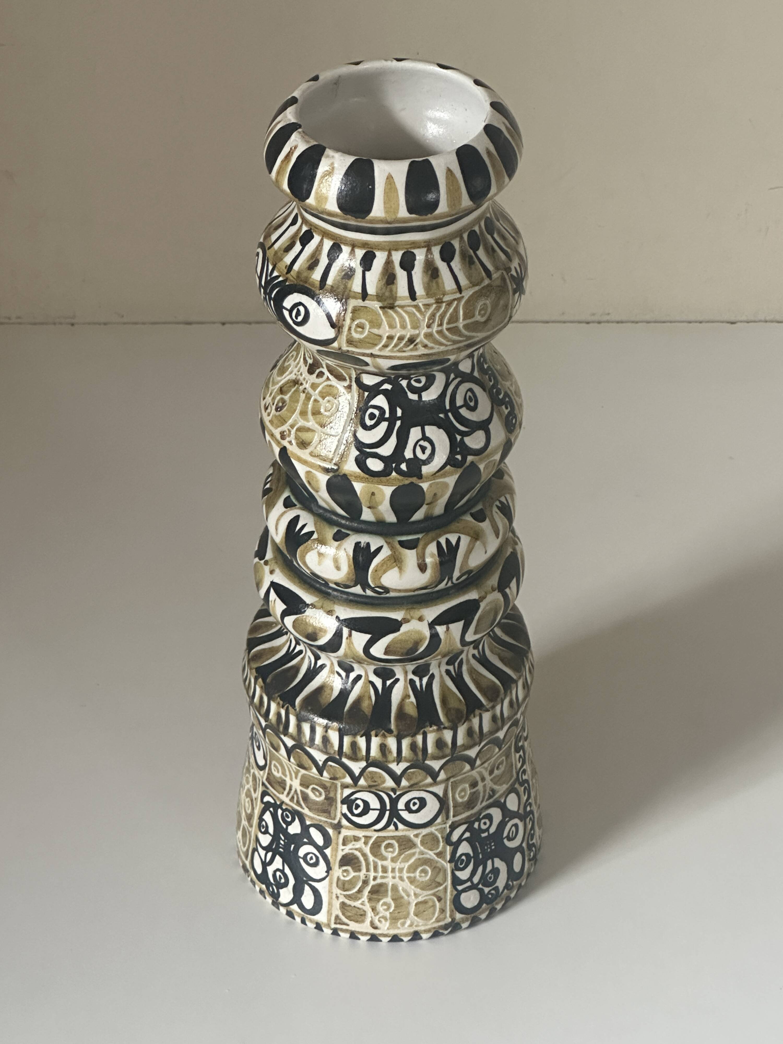 Large André Hourellou Quimper vintage candle holder