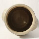 Beige glazed stoneware pot with handle