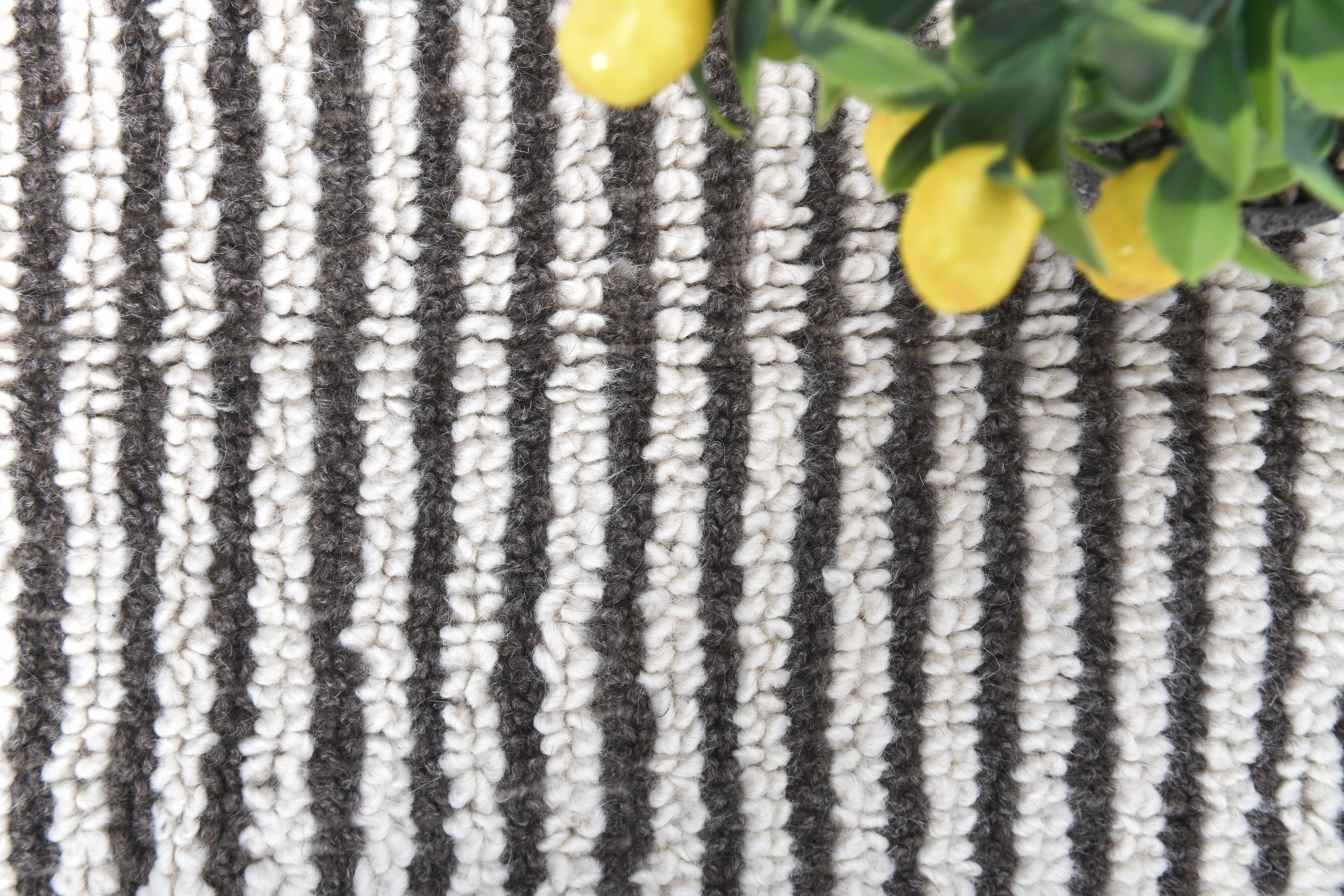 4x10 Brown & White Striped Vintage Runner Rug, 131x303Cm