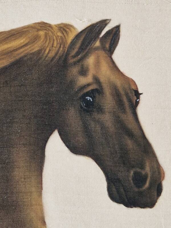 La Roche Laffitte (Born in 1943) - Watercolour drawing on fabric - Horse