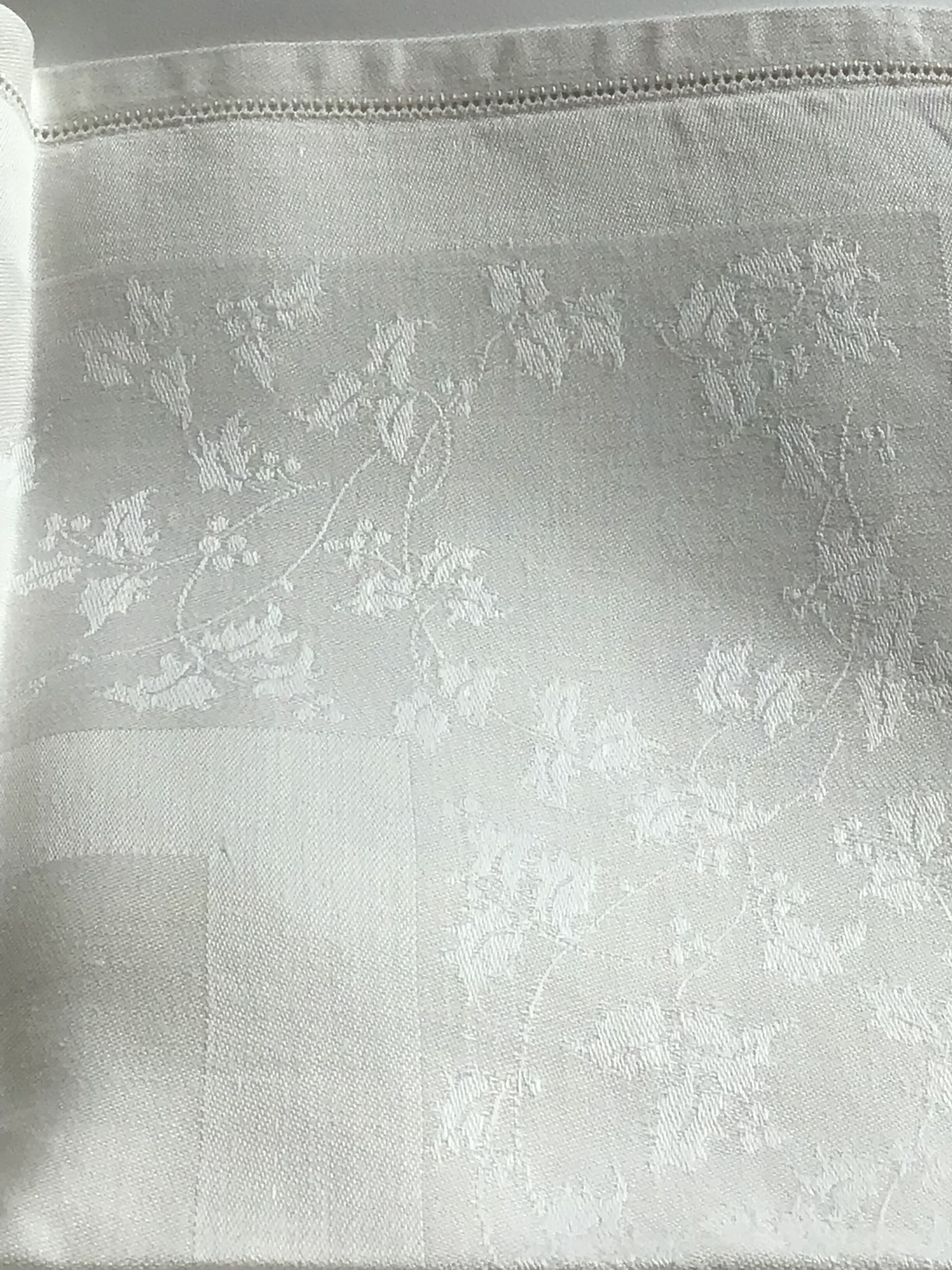 12 embroidered towels BC square damask ivory