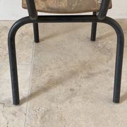Vintage children's school chair in wood and black metal, industrial style.