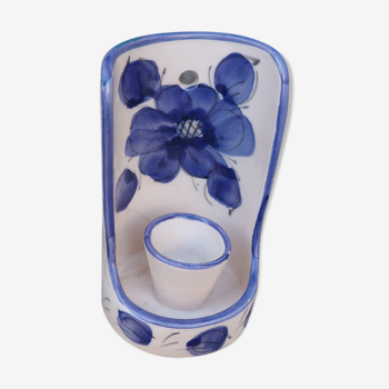 Bougeoir en céramique Fleurs bleues 1950/1960