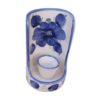 Ceramic candle holder Blue flowers 1950/1960