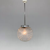 Suspension boule en verre transparent du milieu du siècle, Tchécoslovaquie