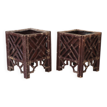 Paire De Jardinières Bambou, Style Vivai Del Sud