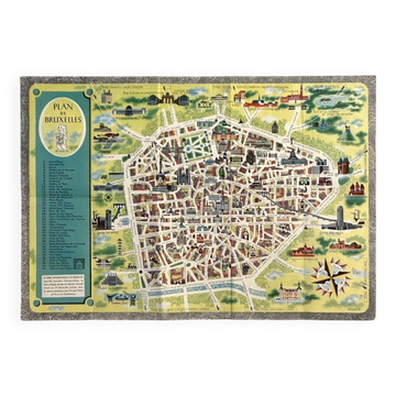 Carte de Bruxelles vintage 1960's