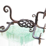 Vintage brutalist hand forged iron candle holder