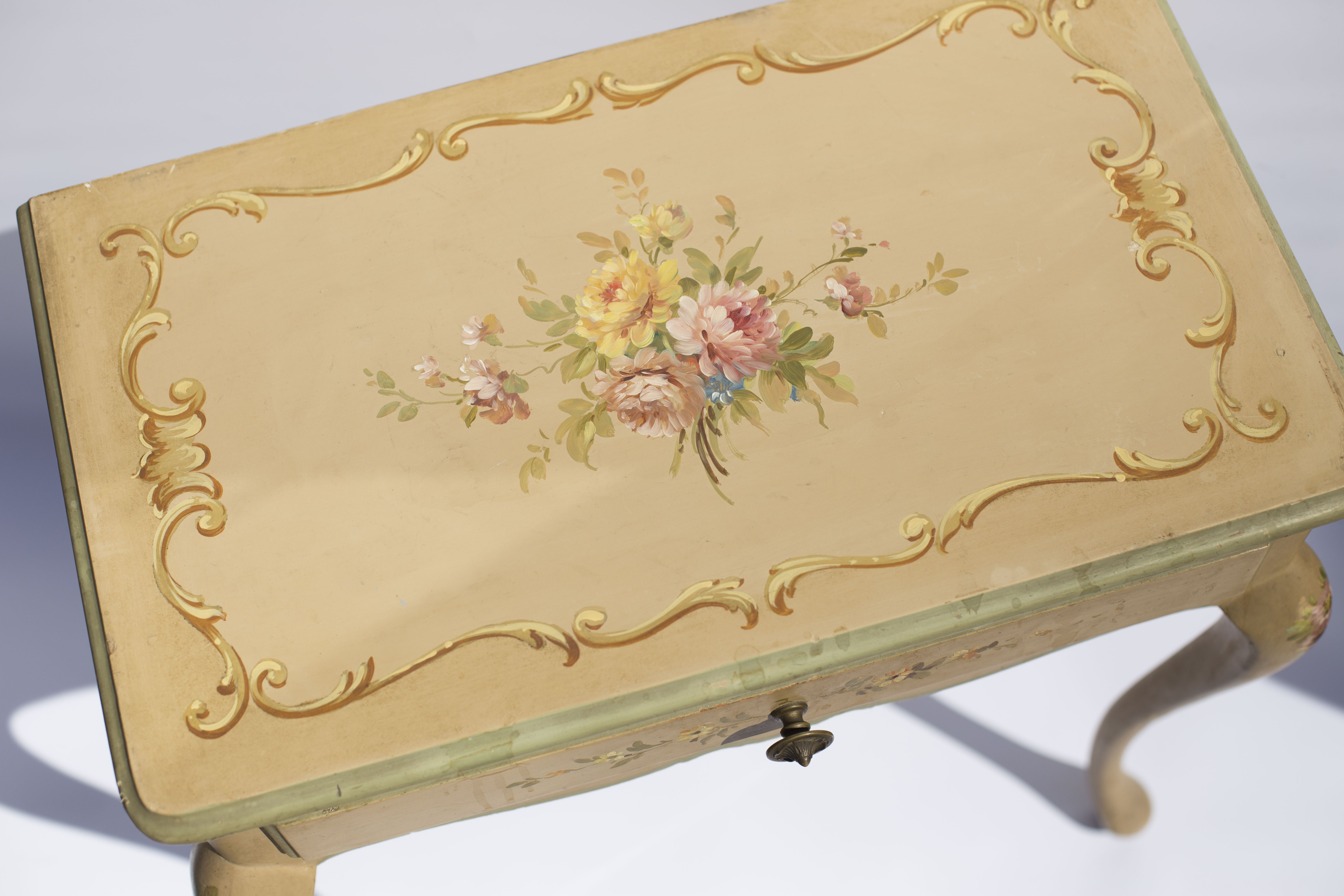 Pair of Louis XV style beside tables painted 50s